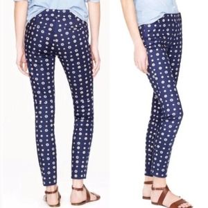 J. Crew Minnie Navy Blue Floral Dot Ankle Trouser Pants size 4